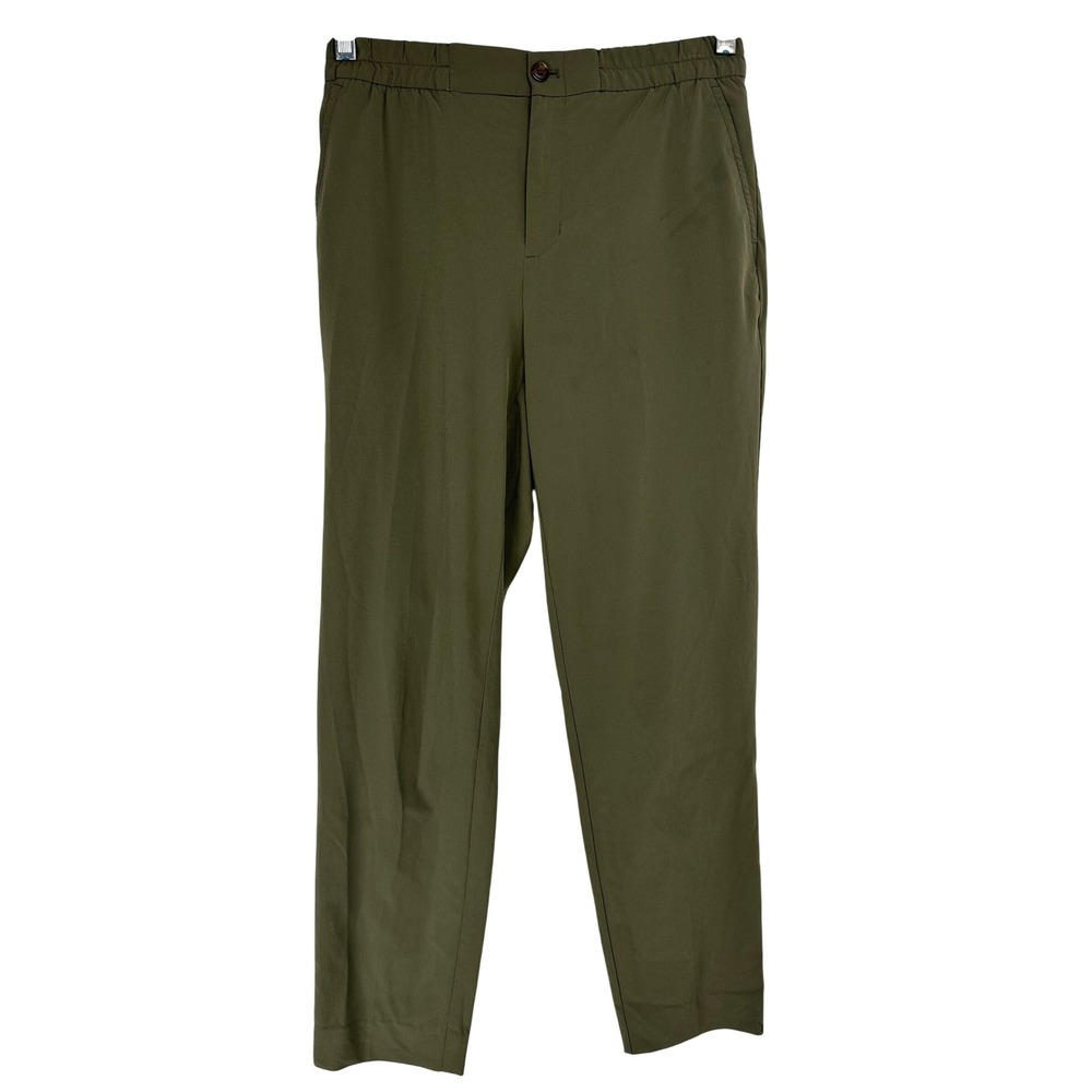 Banana Republic Airstretch Tapered Pants XS Green Elastic Waist Travel Office